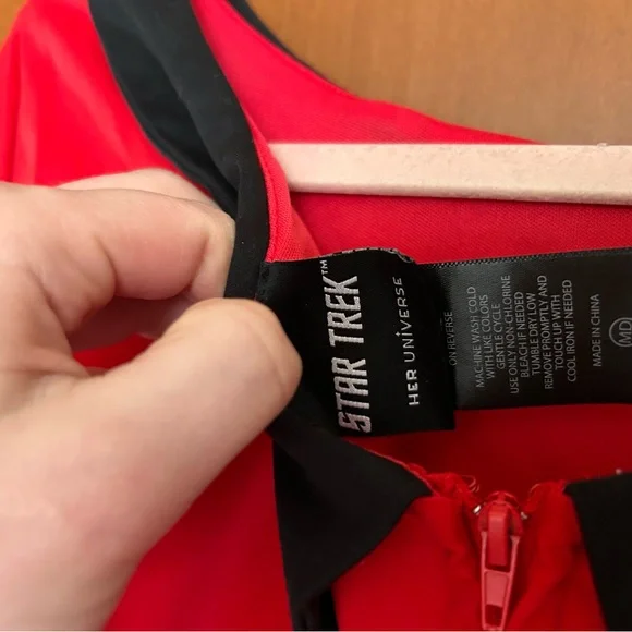 Her Universe Red and Black Pleated Fit and Flare Mini Dress - Picture 3 of 3